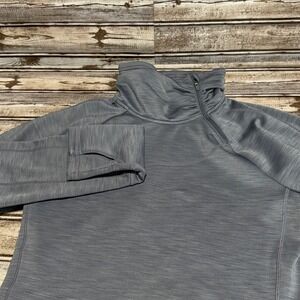Athleta Gray Space Dye Funnel Neck Fleece Pullover‎ Thumbholes Womens Medium